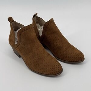 R2 Women's Brown Noelle Ankle Booties Size 6.5M Faux Suede Western Slip On Chic